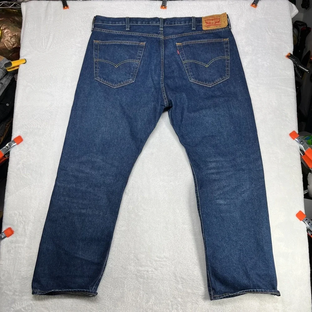 Levi's 501 Original Jeans Men's Blue Denim Relaxed Straight Button Fly - 42X29.5